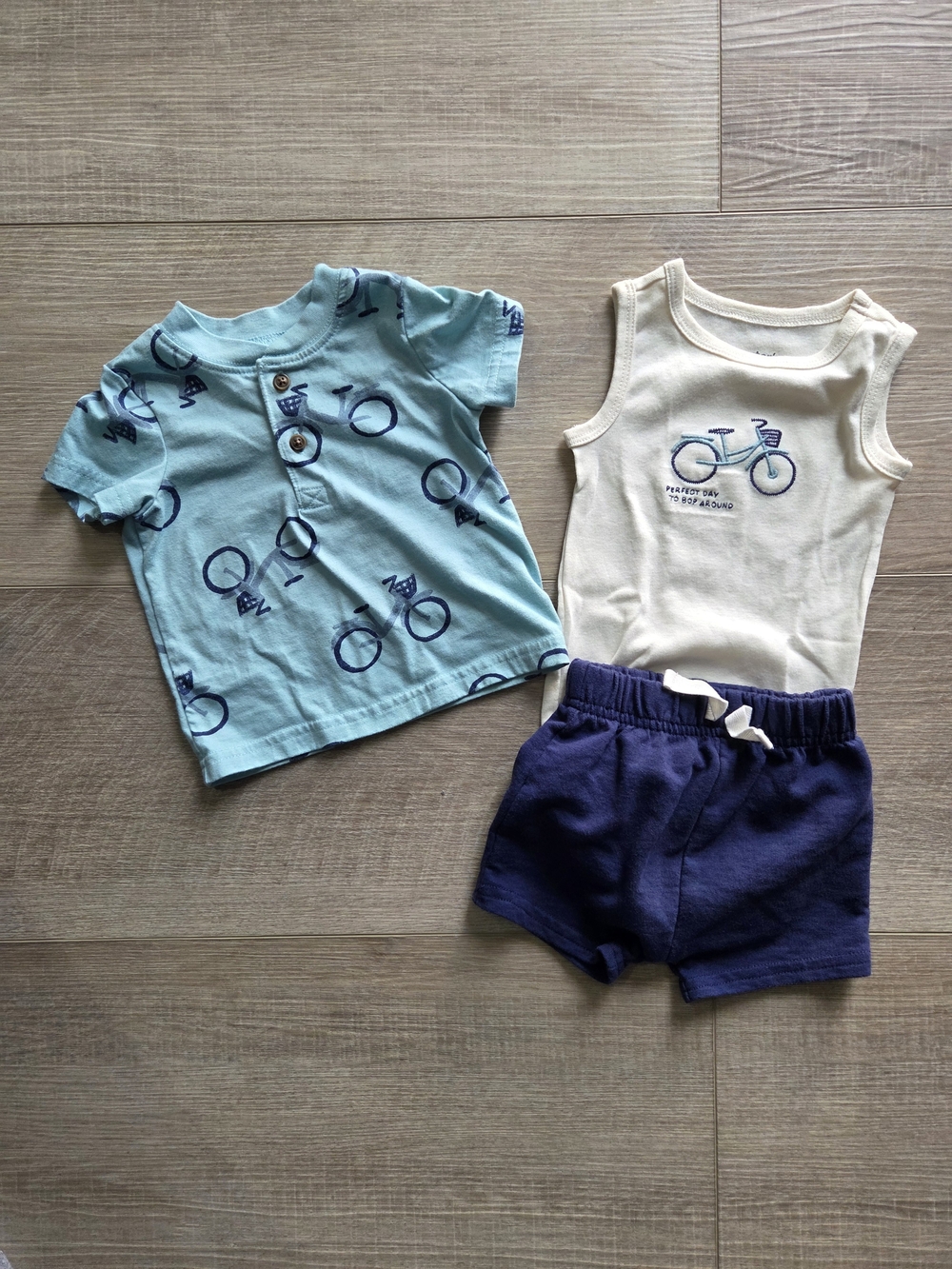Carter's Child Of Mine- 3 Piece Baby Bicycle Tee, Tank & Shorts Set 3-6 month